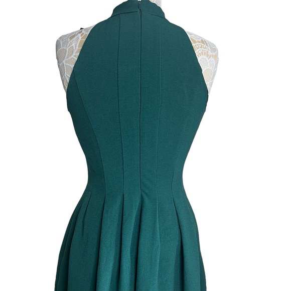 Vince Canuto Women’s Crepe Fit&Flare Bow Neck Minidress Green size 4 - Picture 4 of 7